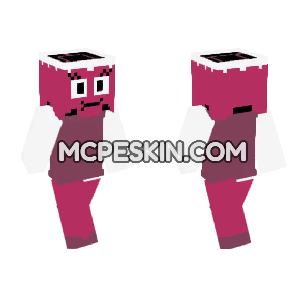 Pink Blob Character, front and back