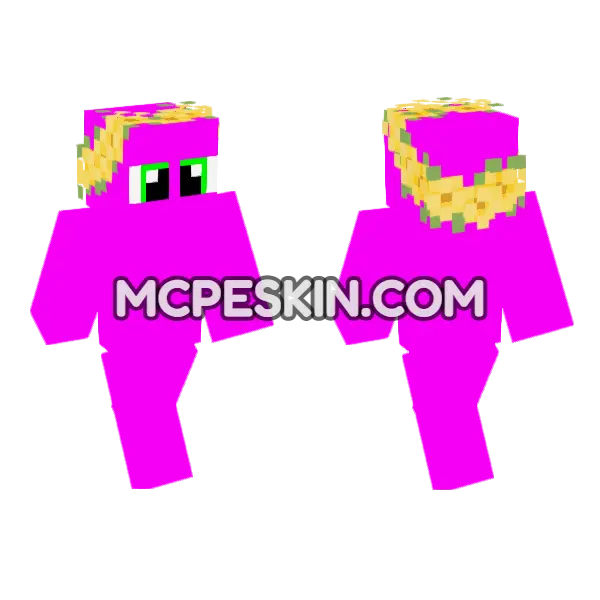 Pink Blob with Flower Crown, front and back