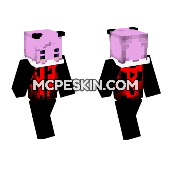 Pink Cat Girl Minecraft Bedrock skin, front and back