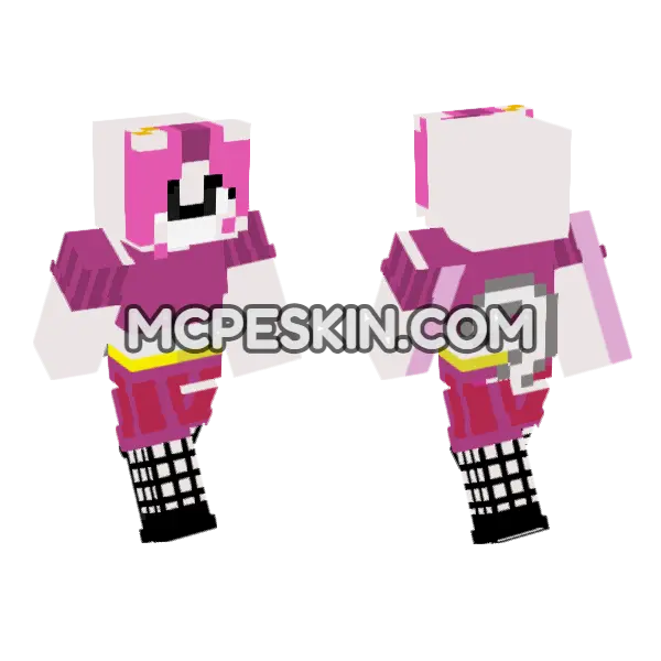 Pink Cat Girl Minecraft Bedrock skin, front and back