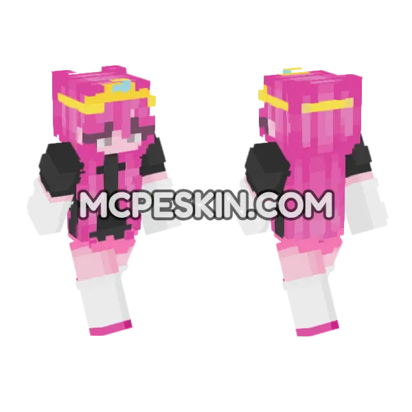 Pink Cat Girl Minecraft Bedrock skin, front and back