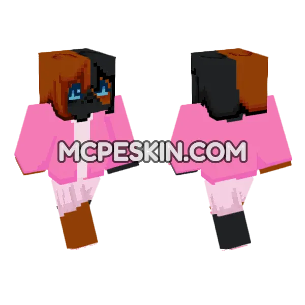 Pink Cat Outfit Minecraft Bedrock skin, front and back