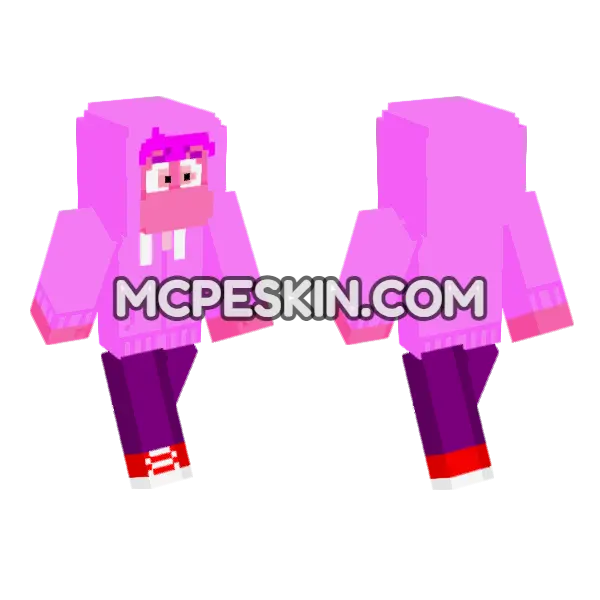 Pink Cat Pajamas Minecraft Bedrock skin, front and back