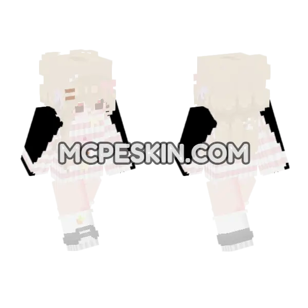 Pink Cat Pajamas Minecraft Bedrock skin, front and back