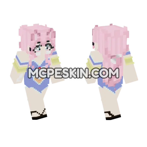 Pink Catgirl Swimwear, front and back