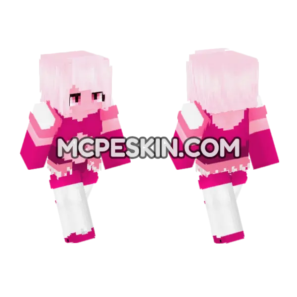 Pink Diamond Outfit Minecraft Bedrock skin, front and back