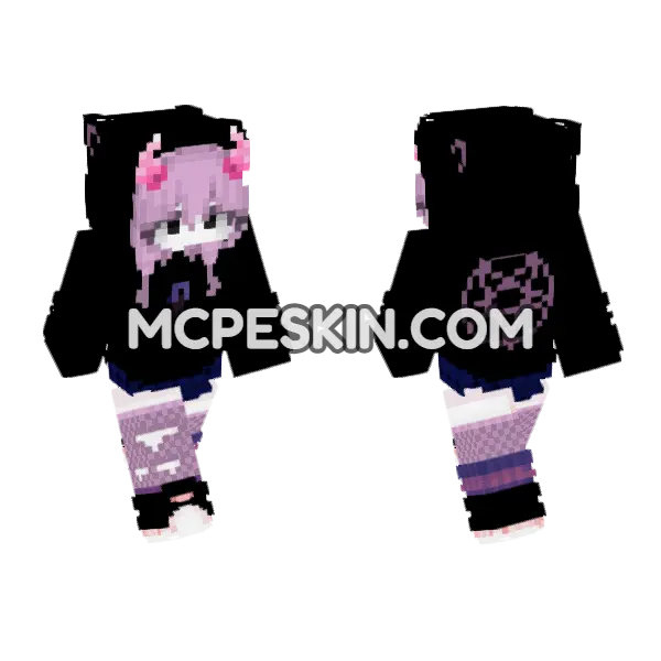 Pink E Girl Outfit, front and back