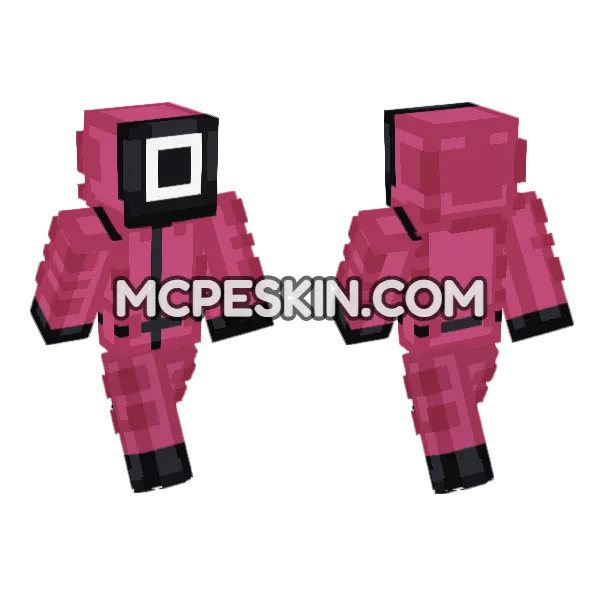 Pink Guard Squid Game Minecraft Bedrock skin, front and back