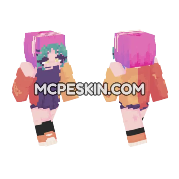 Pink Haired Anime Girl, front and back