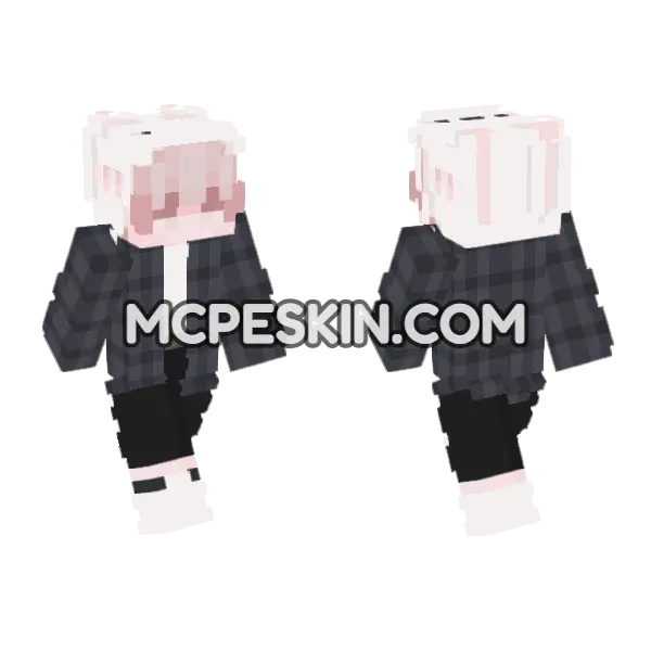 Pink Haired Boy Minecraft Bedrock skin, front and back