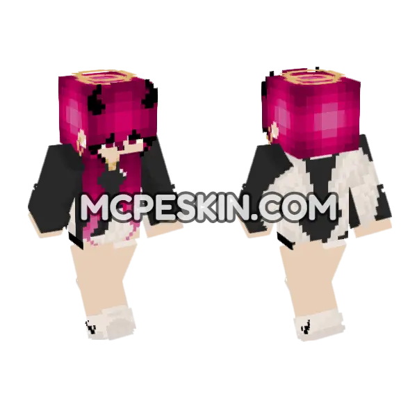 Pink Haired Devil Girl, front and back