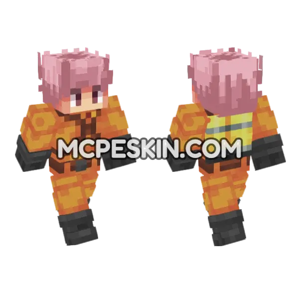 Pink Haired Girl Minecraft Bedrock skin, front and back