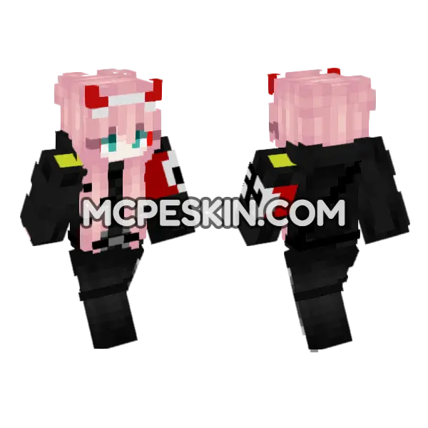 Pink Haired Girl Minecraft Bedrock skin, front and back