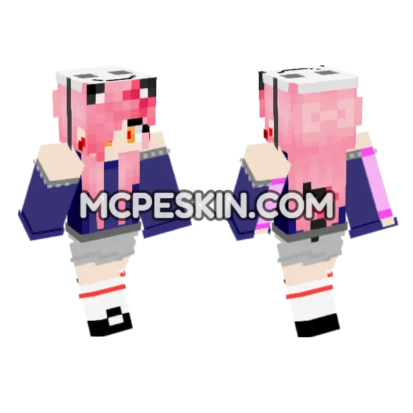 Pink Haired Schoolgirl, front and back