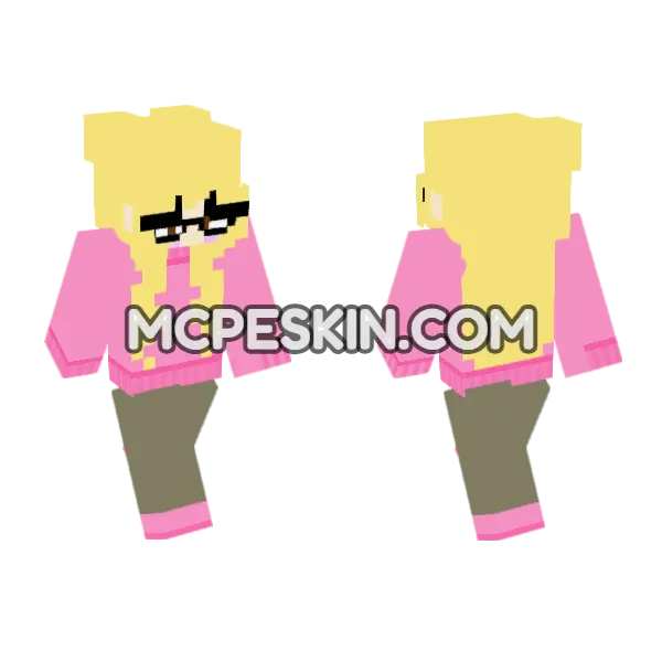 Pink Hoodie Girl, front and back