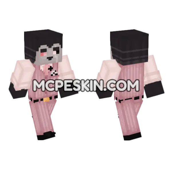 Pink Hoodie Wolf, front and back