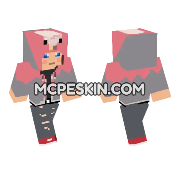 Pink Jacket Girl, front and back