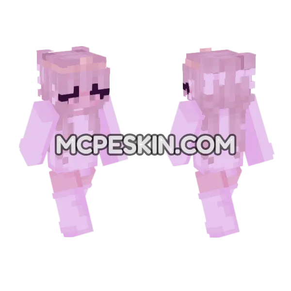 Pink Kawaii Girl Minecraft Bedrock skin, front and back