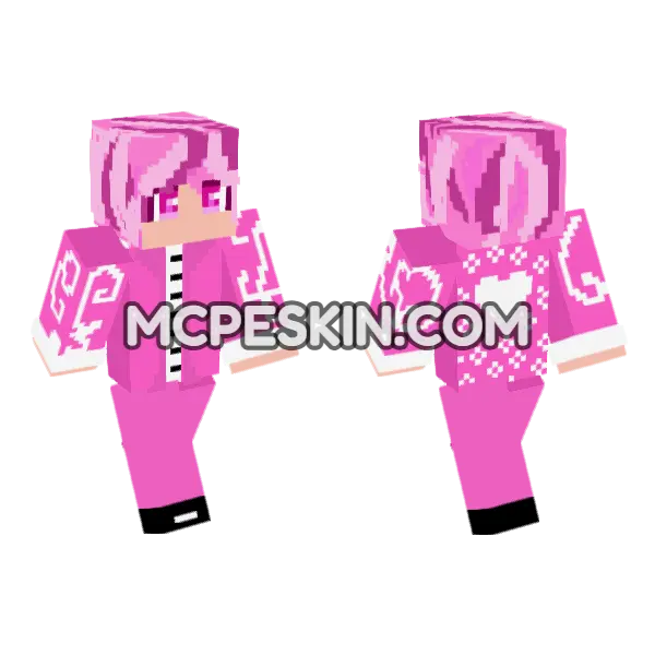 Pink Kawaii Hoodie, front and back