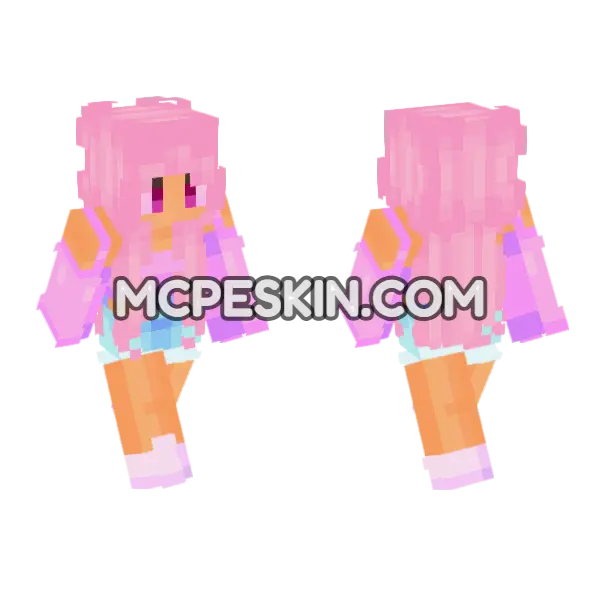 Pink Lace Outfit Minecraft Bedrock skin, front and back
