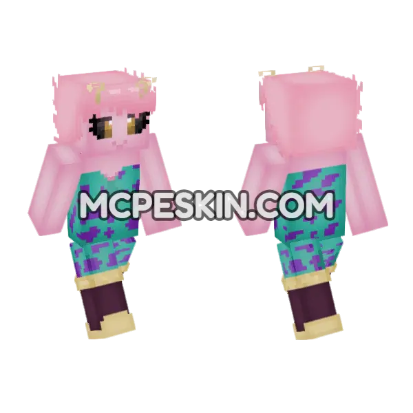 Pink Monster Outfit Minecraft Bedrock skin, front and back