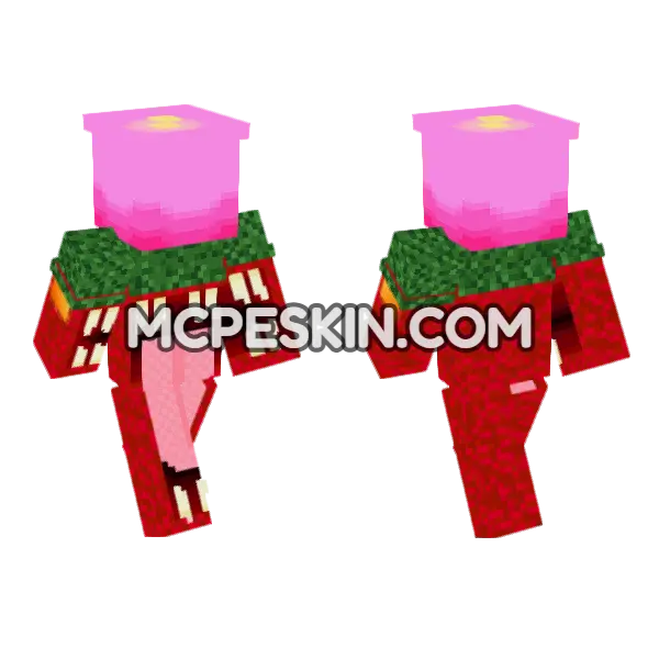 Pink Mushroom Monster Minecraft Bedrock skin, front and back