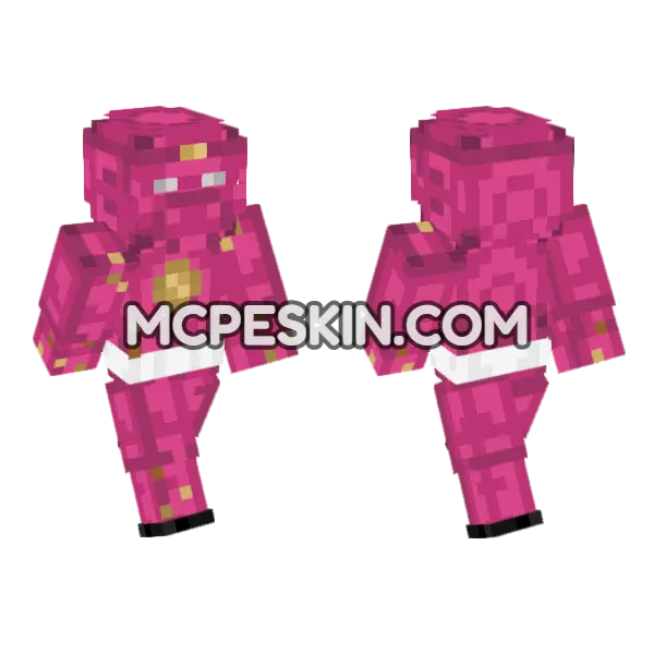 Pink Ninja Ranger Minecraft Bedrock skin, front and back