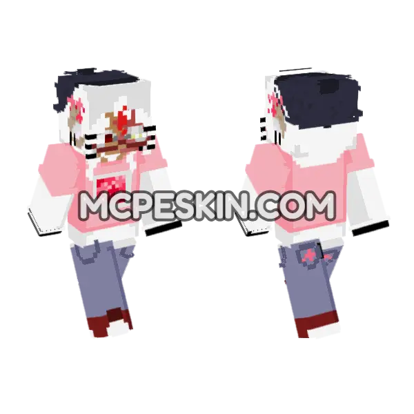 Pink Piggy Overalls Minecraft Bedrock skin, front and back