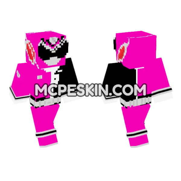 Pink Ranger Suit Minecraft Bedrock skin, front and back