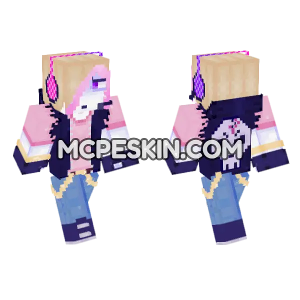 Pink Skull Schoolgirl, front and back