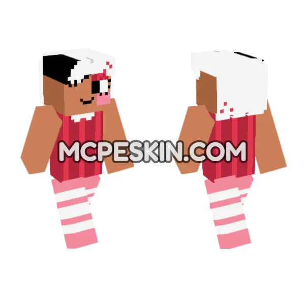 Pink Striped Outfit Minecraft Bedrock skin, front and back