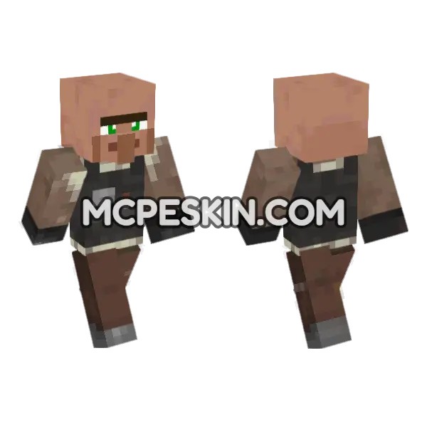 Plains Mason Villager Minecraft Bedrock skin, front and back