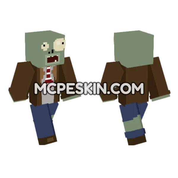 Plants vs Zombies Zombie Minecraft Bedrock skin, front and back