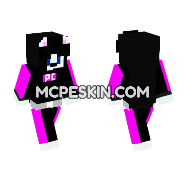 Plasticat Catty Snow Minecraft Bedrock skin, front and back