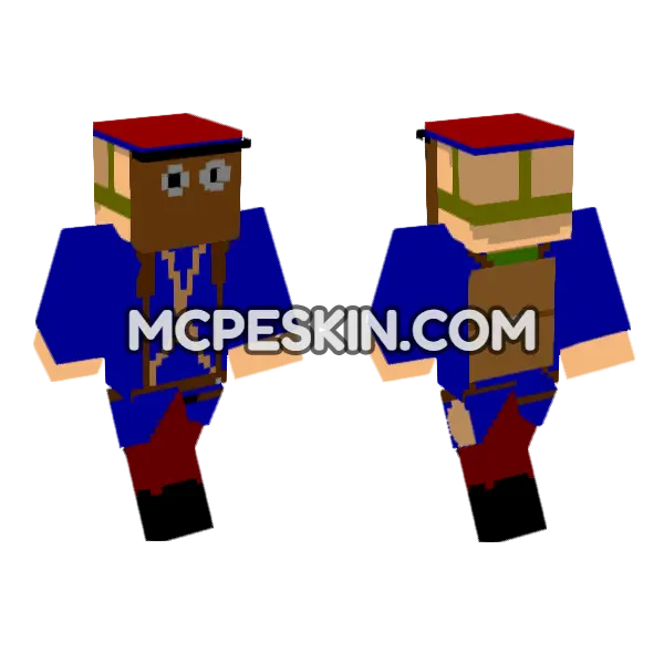 Poilu Mustard Gas Mask WWI Minecraft Bedrock skin, front and back