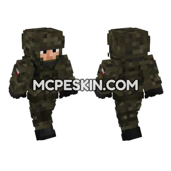 Polish Army Soldier Minecraft Bedrock skin, front and back