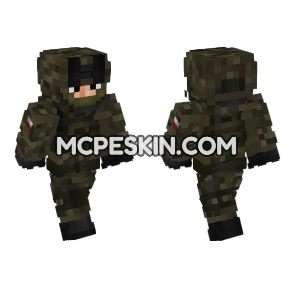 Polish Army Soldier V2 Minecraft Bedrock skin, front and back