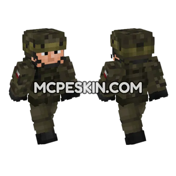 Polish Army Soldier V3 Minecraft Bedrock skin, front and back