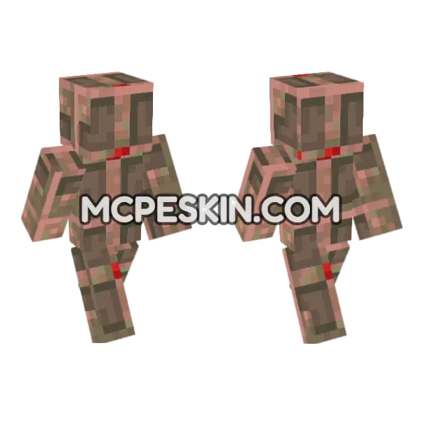 Powered Exposed Copper Bulb Minecraft Bedrock skin, front and back