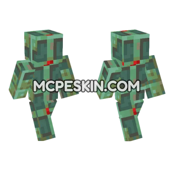 Powered Weathered Copper Bulb Minecraft Bedrock skin, front and back
