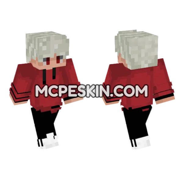 Powerstudios Red Hoodie Minecraft Bedrock skin, front and back