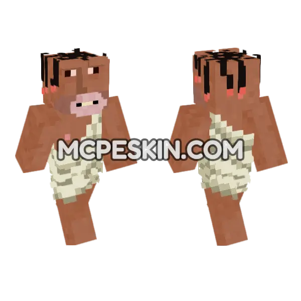 Primitive Guy Minecraft Bedrock skin, front and back
