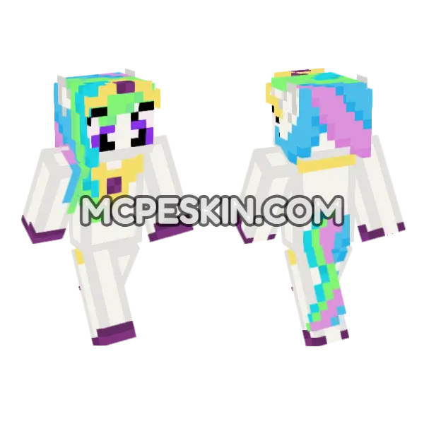 Princess Celestia Skin Minecraft Bedrock skin, front and back