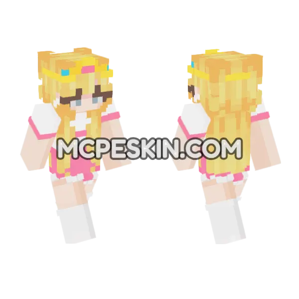 Princess Peach Skin Minecraft Bedrock skin, front and back