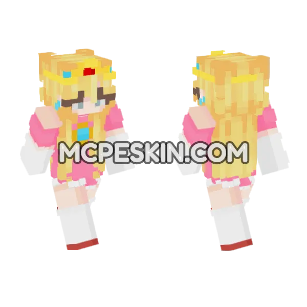 Princess Peach Skin Minecraft Bedrock skin, front and back