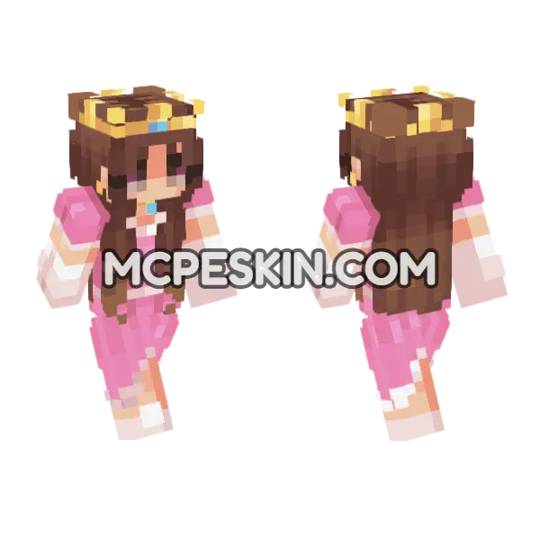 Princess Peach Skin Minecraft Bedrock skin, front and back