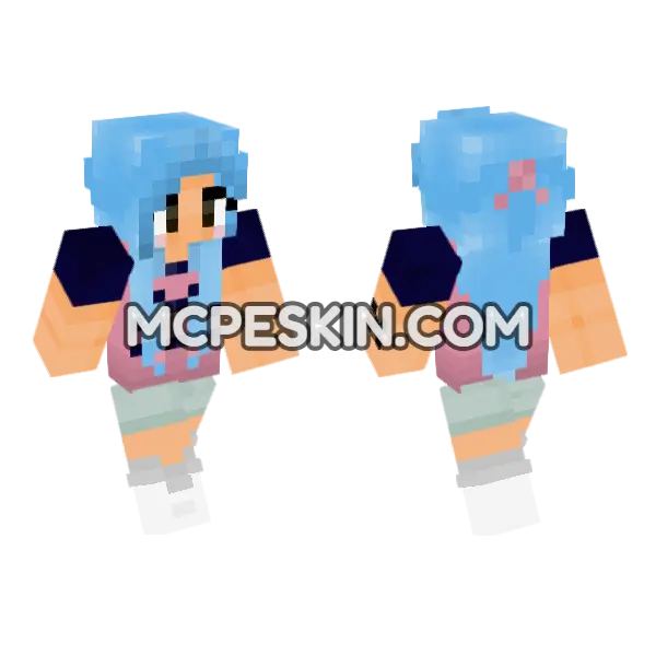 Princess Vivi Blue Hair Minecraft Bedrock skin, front and back