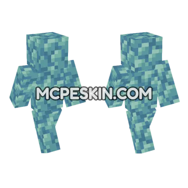Prismarine Block Skin Minecraft Bedrock skin, front and back