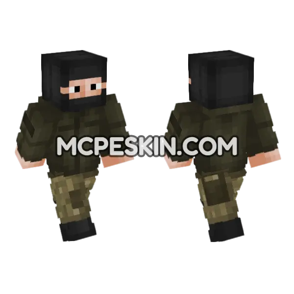 Private Military Operator Minecraft Bedrock skin, front and back