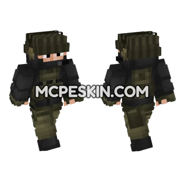 Private Military Operator Minecraft Bedrock skin, front and back